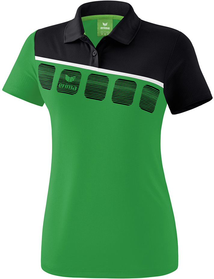 Erima 5-C Damen Poloshirt smaragd-schwarz-weiß